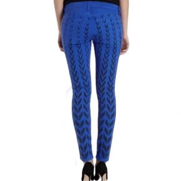 Current/Elliott The Ankle Skinny Cobalt Blue Chevron Jeans Size 29 - Picture 9 of 11